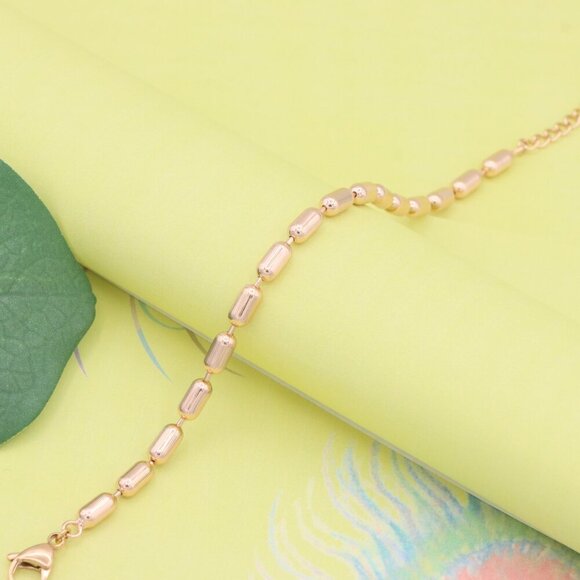 "Textured Barrel Beads Rose Gold Bracelet with Adjustable Extender, XPBL1135 - Picture 5 of 13